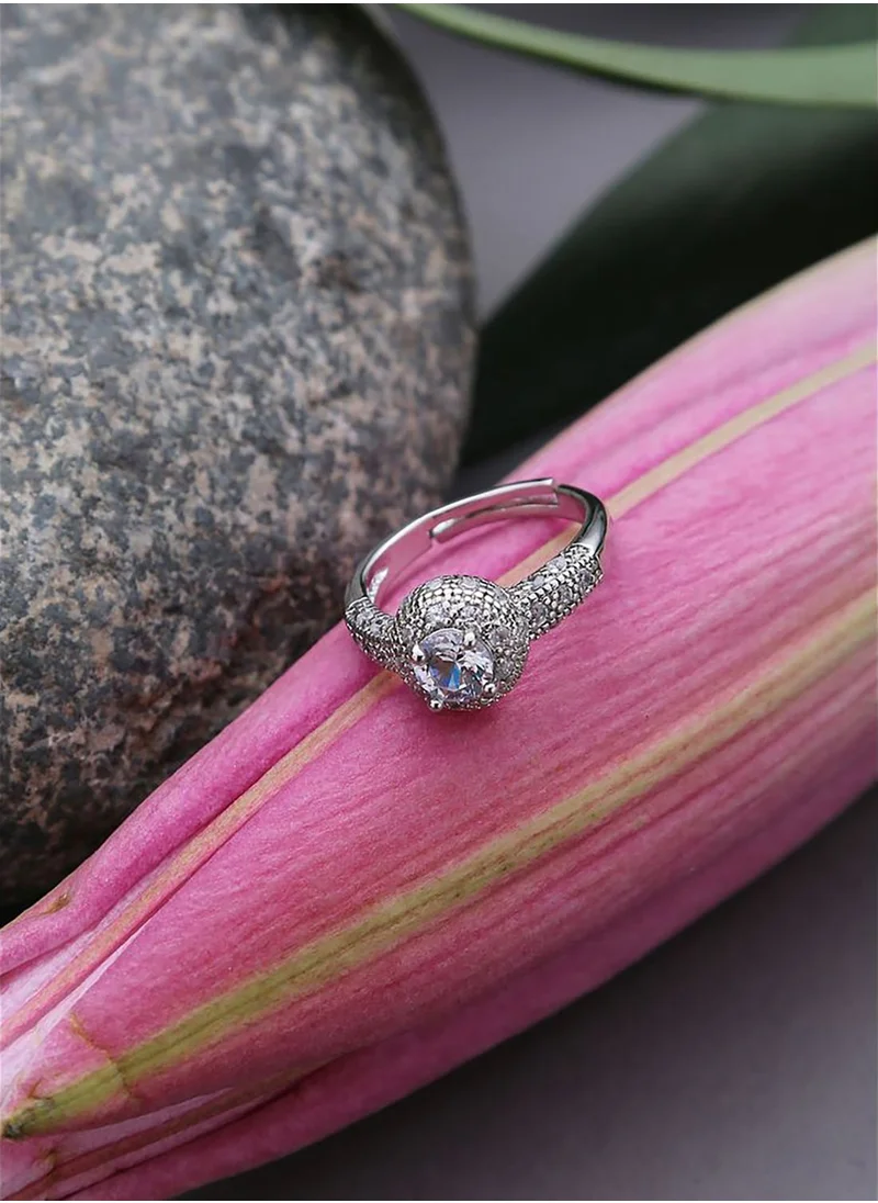 SOHI Silver Oxidised Designer Ring