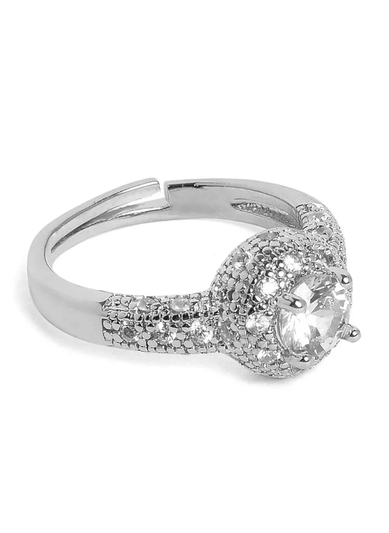 SOHI Silver Oxidised Designer Ring
