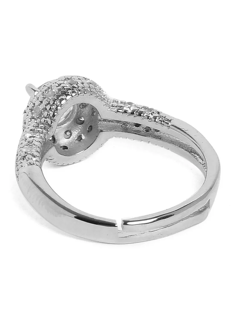 SOHI Silver Oxidised Designer Ring