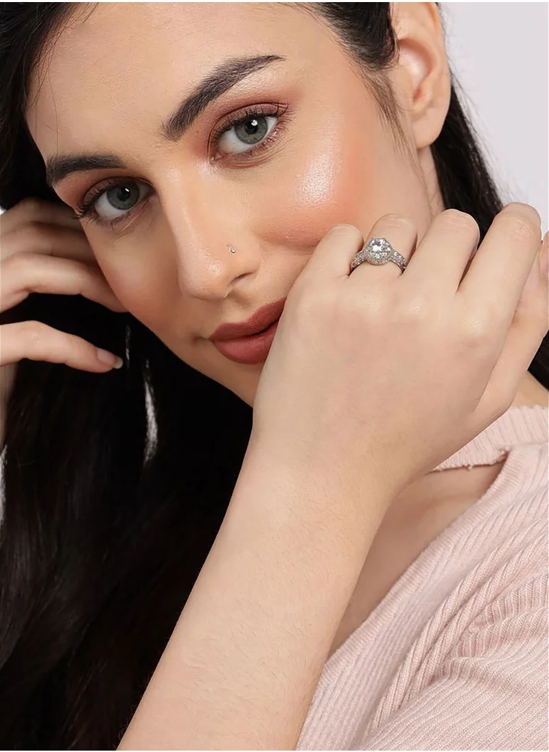 SOHI Silver Oxidised Designer Ring