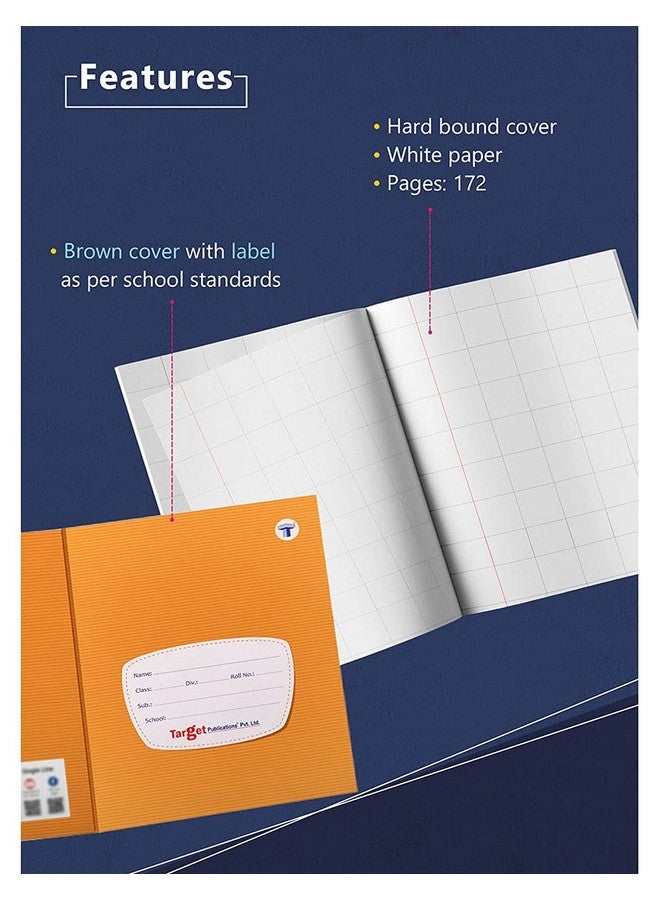 TARGET PUBLICATIONS Big Maths Square Ruled Notebooks | Square 1 inch | 172 Pages | Hard Brown Cover | 155 cm x 19 cm Approx | Maths Notebook for Exercise and Practice | Pack of 5 Books | GSM 57 (ws9124) - Image 2