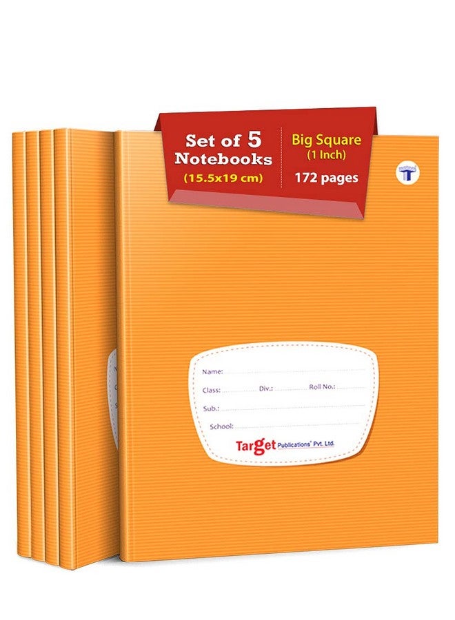 TARGET PUBLICATIONS Big Maths Square Ruled Notebooks | Square 1 inch | 172 Pages | Hard Brown Cover | 155 cm x 19 cm Approx | Maths Notebook for Exercise and Practice | Pack of 5 Books | GSM 57 (ws9124) - Image 1