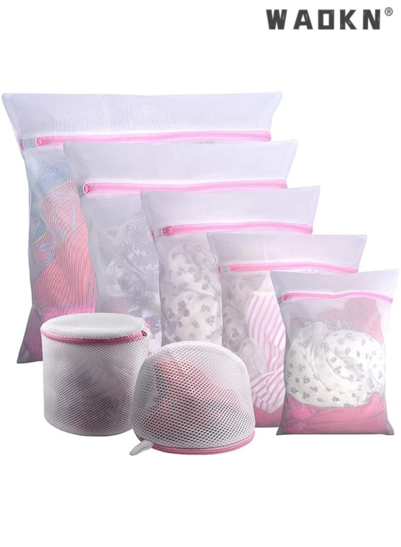 WAOKN 7Pcs Mesh Laundry Bags for Delicates with Premium Zipper, Travel Storage Organize Bag, Clothing Washing Bags for Laundry, Blouse, Bra, Hosiery, Stocking, Underwear, Lingerie  - Image 1