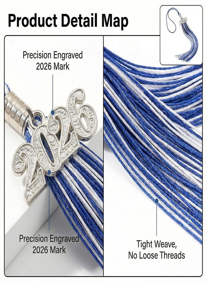 WanBigVa 2026 Graduation Tassels,1Pcs Cap Tassel Decoration with 2026 Year Gold Date Charms,Graduate Gifts for Ceremonies Souvenir High School,Blue and White - Image 4