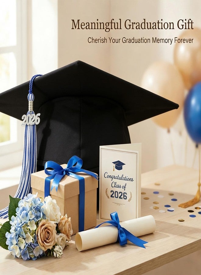 WanBigVa 2026 Graduation Tassels,1Pcs Cap Tassel Decoration with 2026 Year Gold Date Charms,Graduate Gifts for Ceremonies Souvenir High School,Blue and White - Image 2