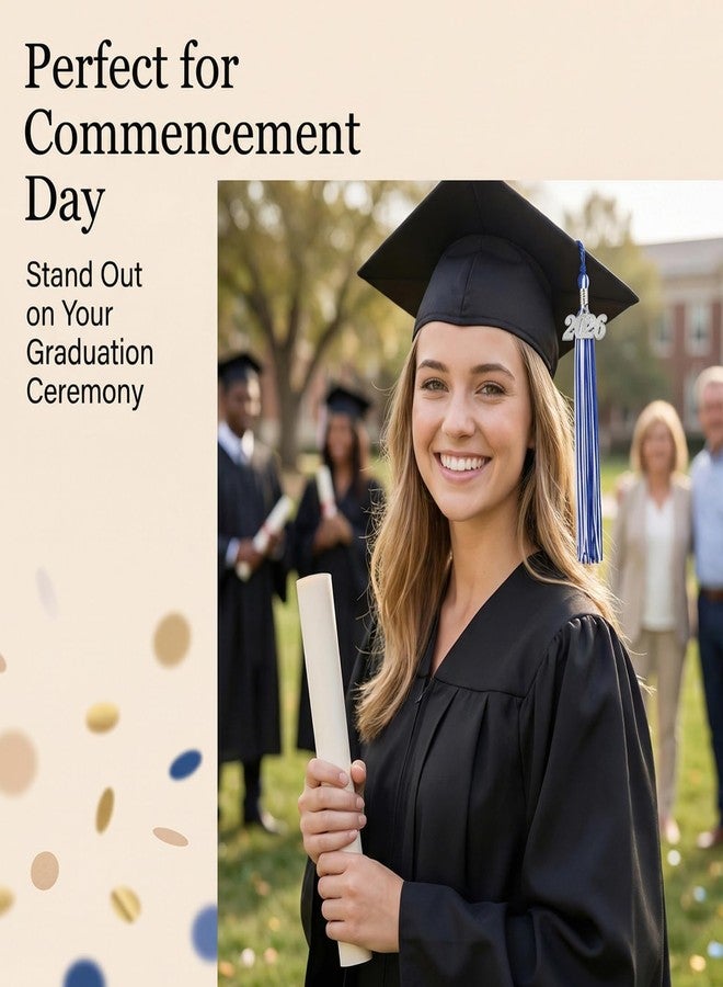 WanBigVa 2026 Graduation Tassels,1Pcs Cap Tassel Decoration with 2026 Year Gold Date Charms,Graduate Gifts for Ceremonies Souvenir High School,Blue and White - Image 5