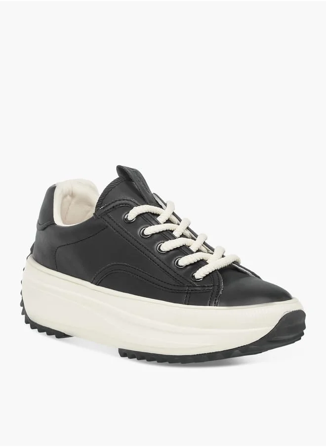 ميسي Women Solid Chunky Sole Sneakers with Lace-Up Closure