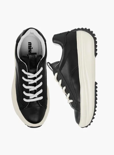 MISSY Women Solid Chunky Sole Sneakers with Lace-Up Closure