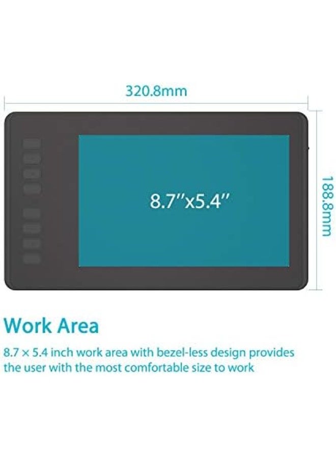 HUION H950P Drawing Tablet with Stylus, 8.7×5.4 inch Digital Graphics Tablet, 8192 Pressure Levels, 8 Shortcut Keys, Art Tablet - Black - Image 2