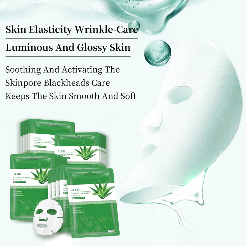 YAFUSIPE Face Masks Skincare Sheet Mask Aloe Vera Sheets Mask, Hydrating Face Masks Soothing Facial Mask for All SkinTypes Sun Care, Facial Masks for Women Skin Care Sheet Masks for Face Pack of 10 - Image 4
