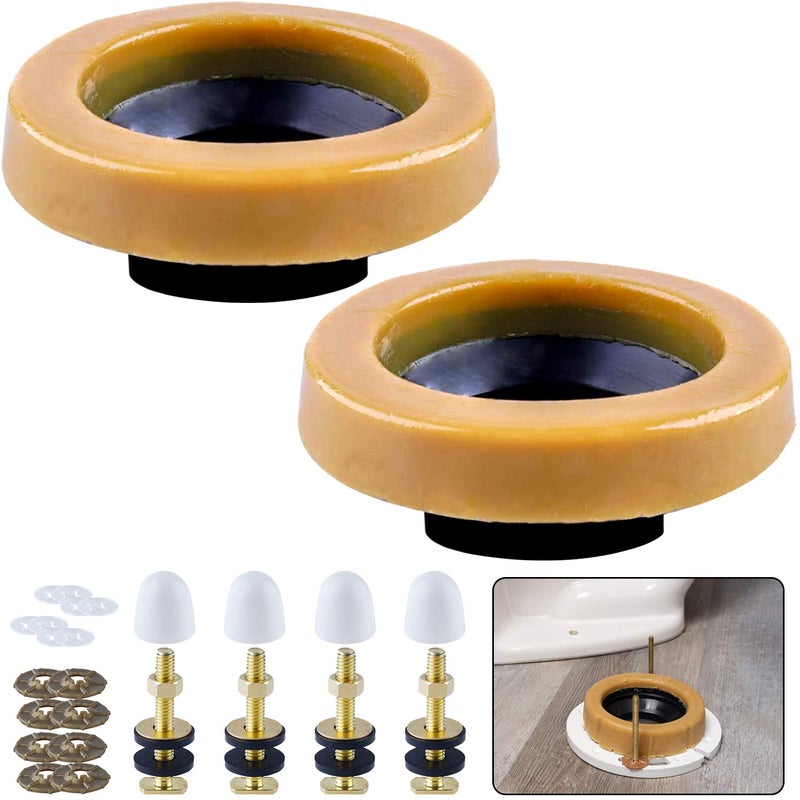 boeemi Wax Ring Toilet Kit,Includes Flanges and Bolts for reinstalling The Toilet,Fits 3-inch or 4-inch Waste Lines(2 PCS) - Image 1