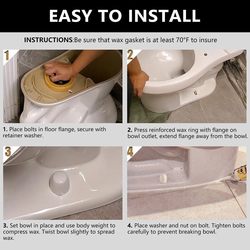 boeemi Wax Ring Toilet Kit,Includes Flanges and Bolts for reinstalling The Toilet,Fits 3-inch or 4-inch Waste Lines(2 PCS) - Image 3