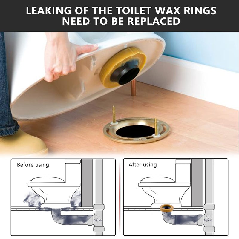 boeemi Wax Ring Toilet Kit,Includes Flanges and Bolts for reinstalling The Toilet,Fits 3-inch or 4-inch Waste Lines(2 PCS) - Image 2