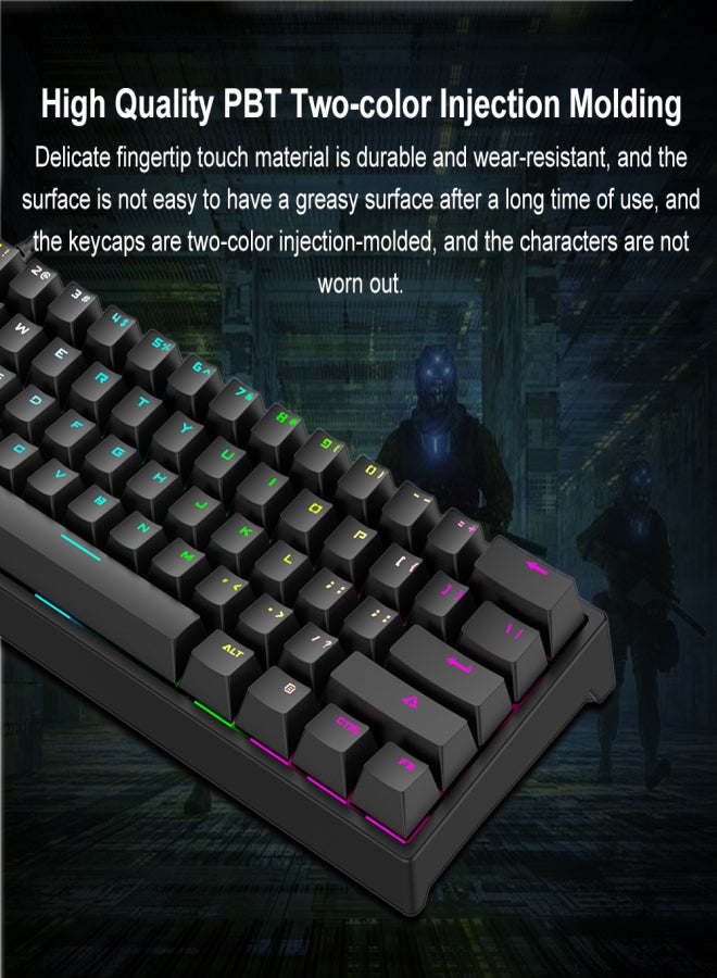 BAJEAL Mechanical Keyboard 61-key Gaming Keyboard High-quality Blue Switches Durable and Compact Design Various RGB Backlit Ergonomic Design for Windows Mac OS Linux and More - Image 5