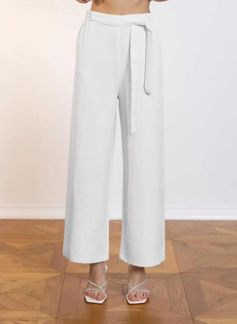 شايبس WIDE LEG TROUSERS WITH BOW TIE