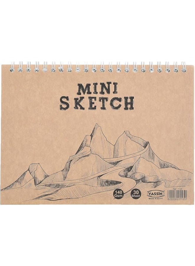 Yassin Mini Sketchbook, 30 Sheets Wire-Bound for Portable Art and Sketches - Image 1