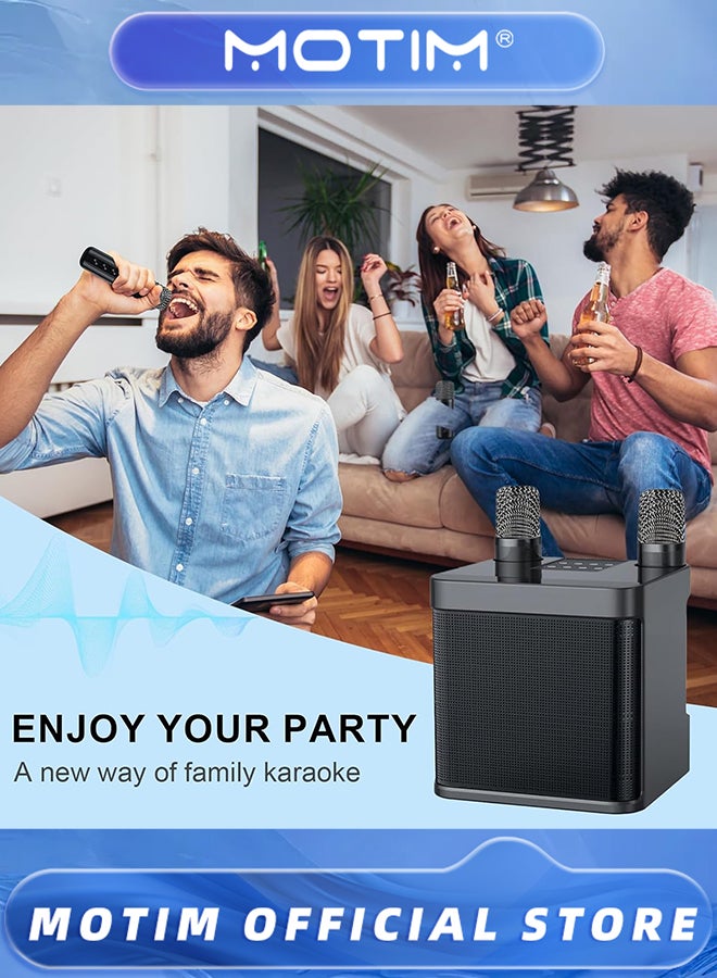 Motim Karaoke Machine Portable Bluetooth Karaoke Speaker with 2 Wireless Microphone for Home & Party & Wedding & Birthday, Black - Image 5