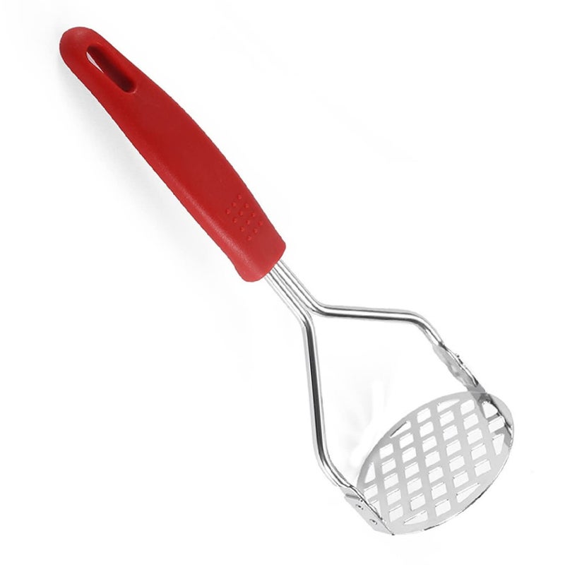 DANSR DANSR Potato Masher Stainless Steel Potato Ricer Masher Kitchen Gadget with NonSlip Handle Masher Utensil for Mashed Potato Vegetables Fruits Baby Food Black Pack of 1 RED  - Image 1