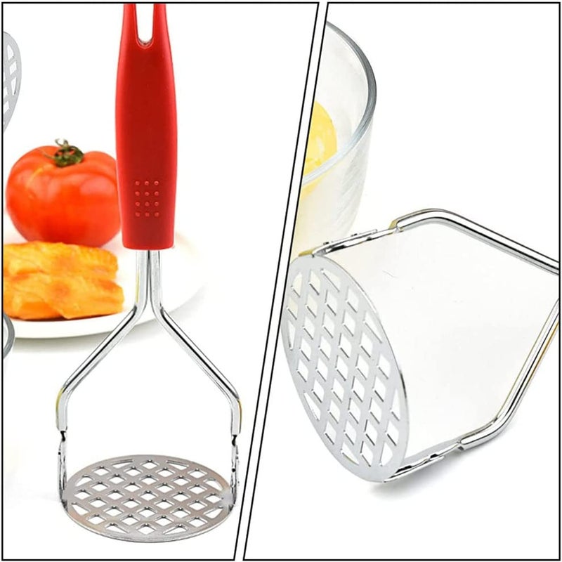 DANSR DANSR Potato Masher Stainless Steel Potato Ricer Masher Kitchen Gadget with NonSlip Handle Masher Utensil for Mashed Potato Vegetables Fruits Baby Food Black Pack of 1 RED  - Image 4