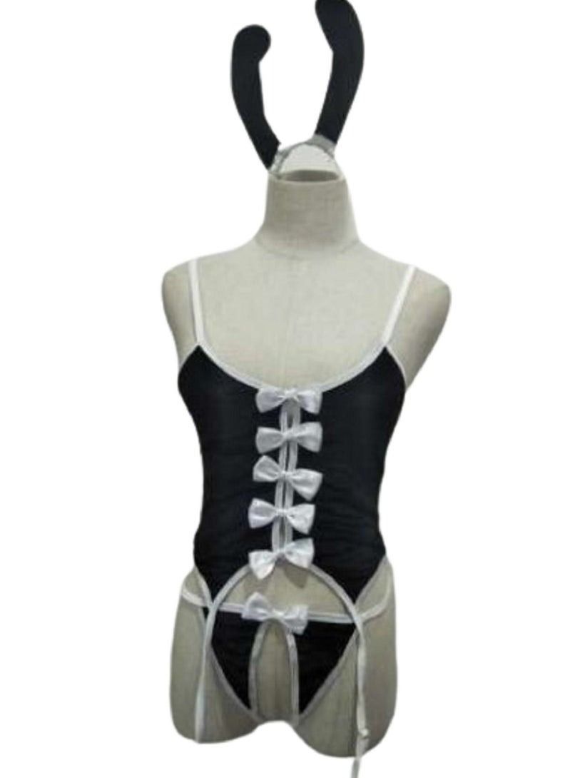 NIBEMINENT Bunny Girl Pleuche Garters Lingerie Set