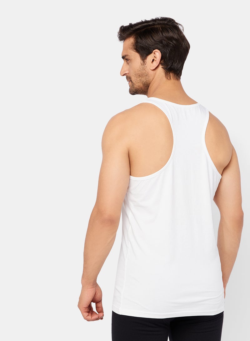 DICE Men White Sleevless T-shirt - Image 2
