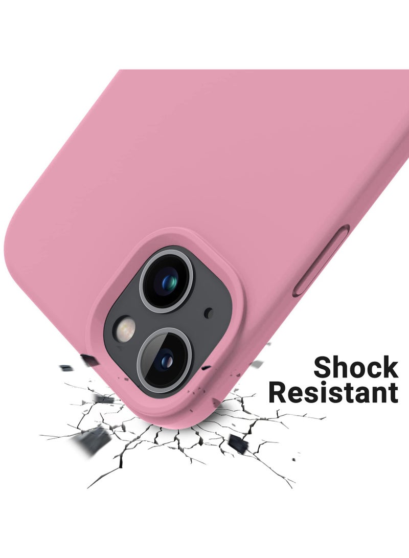 جراب متوافق مع iPhone 15 Plus/14 Plus مقاس 6.7 بوصة، جراب هاتف نحيف من السيليكون السائل مكون من 4 طبقات من المطاط الناعم المقاوم للصدمات مع بطانة من الألياف الدقيقة المضادة للخدش (وردي) - Image 2