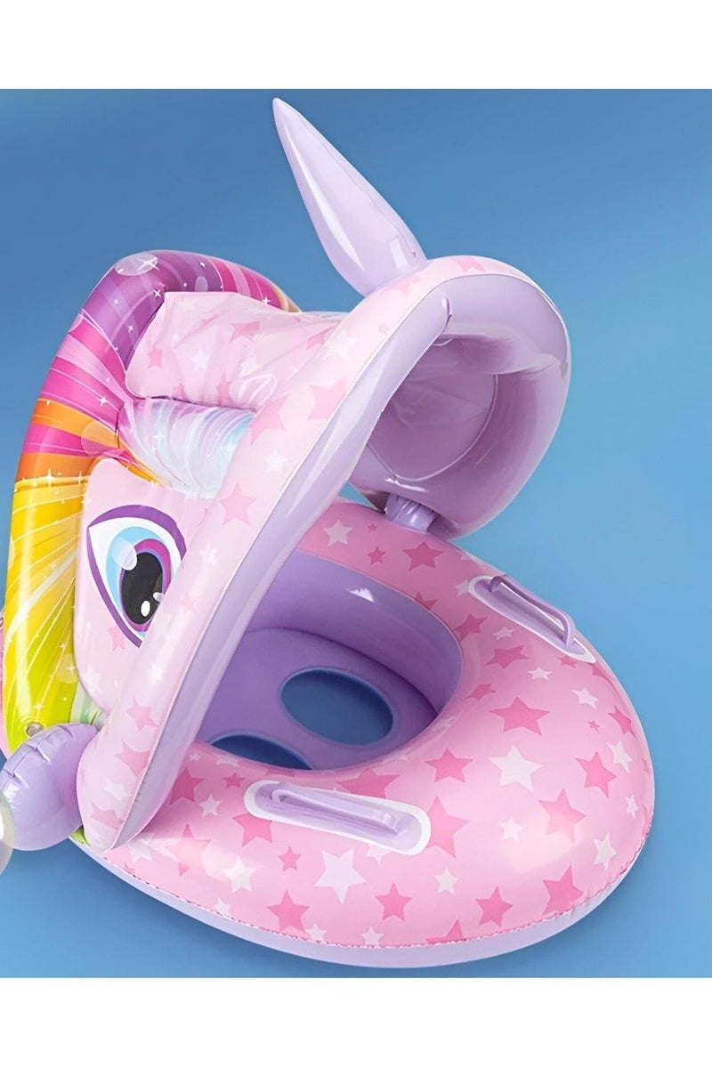 Rwnq Inflatable Baby Swimming Float with Adjustable Sun Canopy & Safety Seat - Image 2