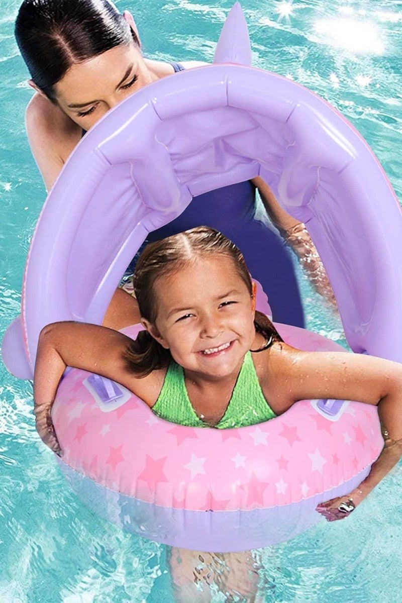 Rwnq Inflatable Baby Swimming Float with Adjustable Sun Canopy & Safety Seat - Image 3