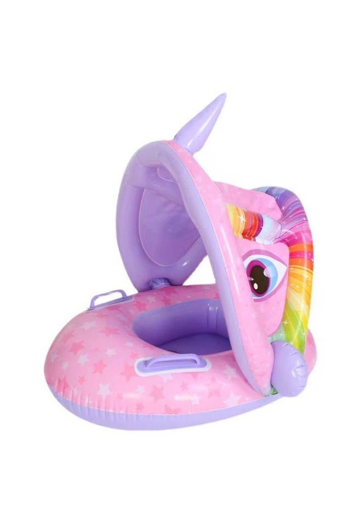 Rwnq Inflatable Baby Swimming Float with Adjustable Sun Canopy & Safety Seat - Image 1