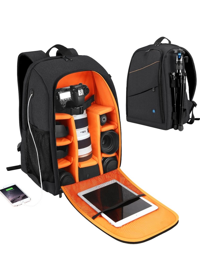 PULUZ Waterproof Camera Bag Case Travel DSLR Camera Backpack for SLR DSLR, Lenses, Accessories Backpack Laptop Tablet Backpack Compatible for Sony/Canon/Nikon Camera and Lens Tripod Accessories - Image 2