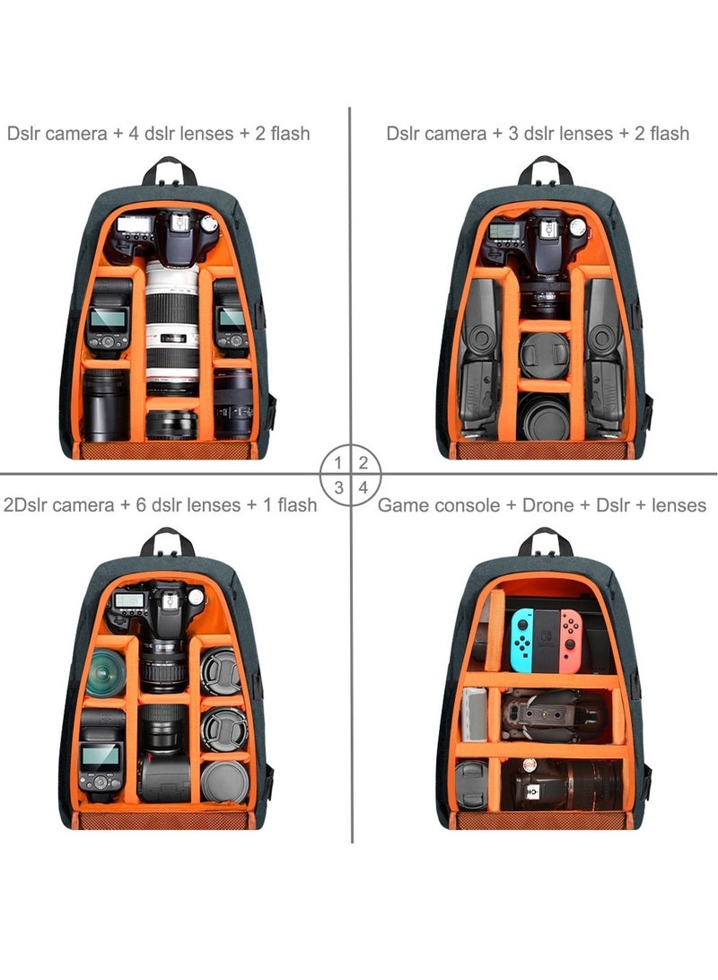 PULUZ Waterproof Camera Bag Case Travel DSLR Camera Backpack for SLR DSLR, Lenses, Accessories Backpack Laptop Tablet Backpack Compatible for Sony/Canon/Nikon Camera and Lens Tripod Accessories - Image 3