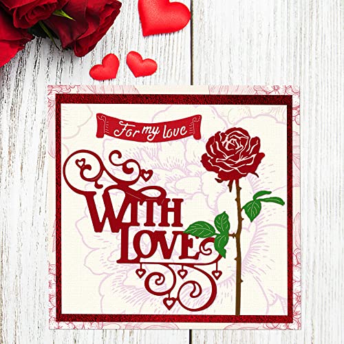 Threetols Metal Valentine's Day Flower Die Cuts for Card Making, Rose Flower Love Words Leaves Lace Cutting Dies for DIY Decor Paper Craft Card Making Scrapbooking Paper Album Stamp - Image 3