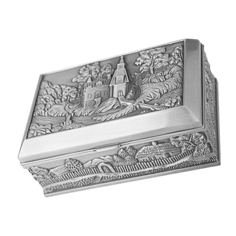 Vintage Relief Carriage Design Jewelry Box Zinc Alloy Trinket Organizer for Rings Necklaces - Image 2