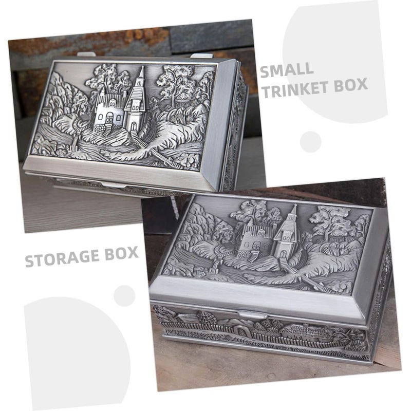 Vintage Relief Carriage Design Jewelry Box Zinc Alloy Trinket Organizer for Rings Necklaces - Image 4