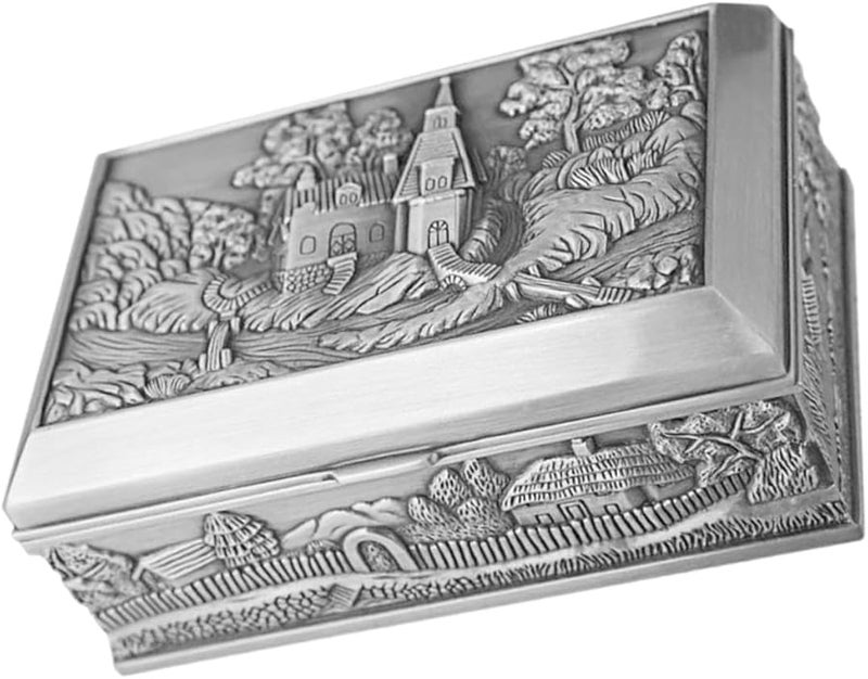 Vintage Relief Carriage Design Jewelry Box Zinc Alloy Trinket Organizer for Rings Necklaces - Image 1