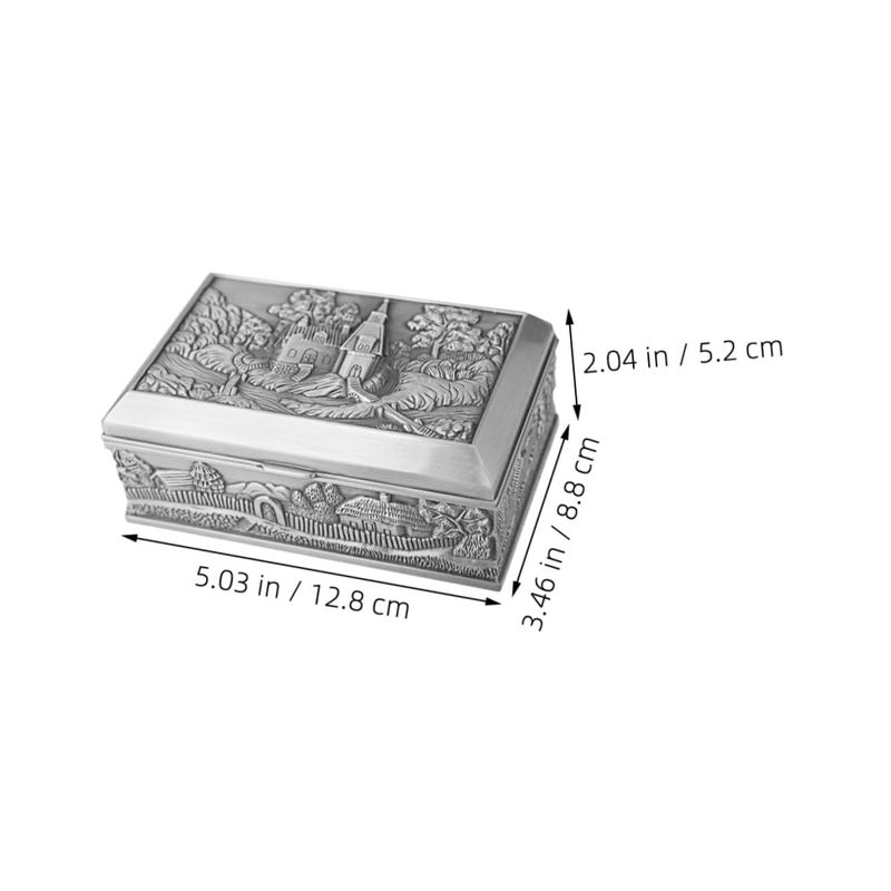 Vintage Relief Carriage Design Jewelry Box Zinc Alloy Trinket Organizer for Rings Necklaces - Image 3