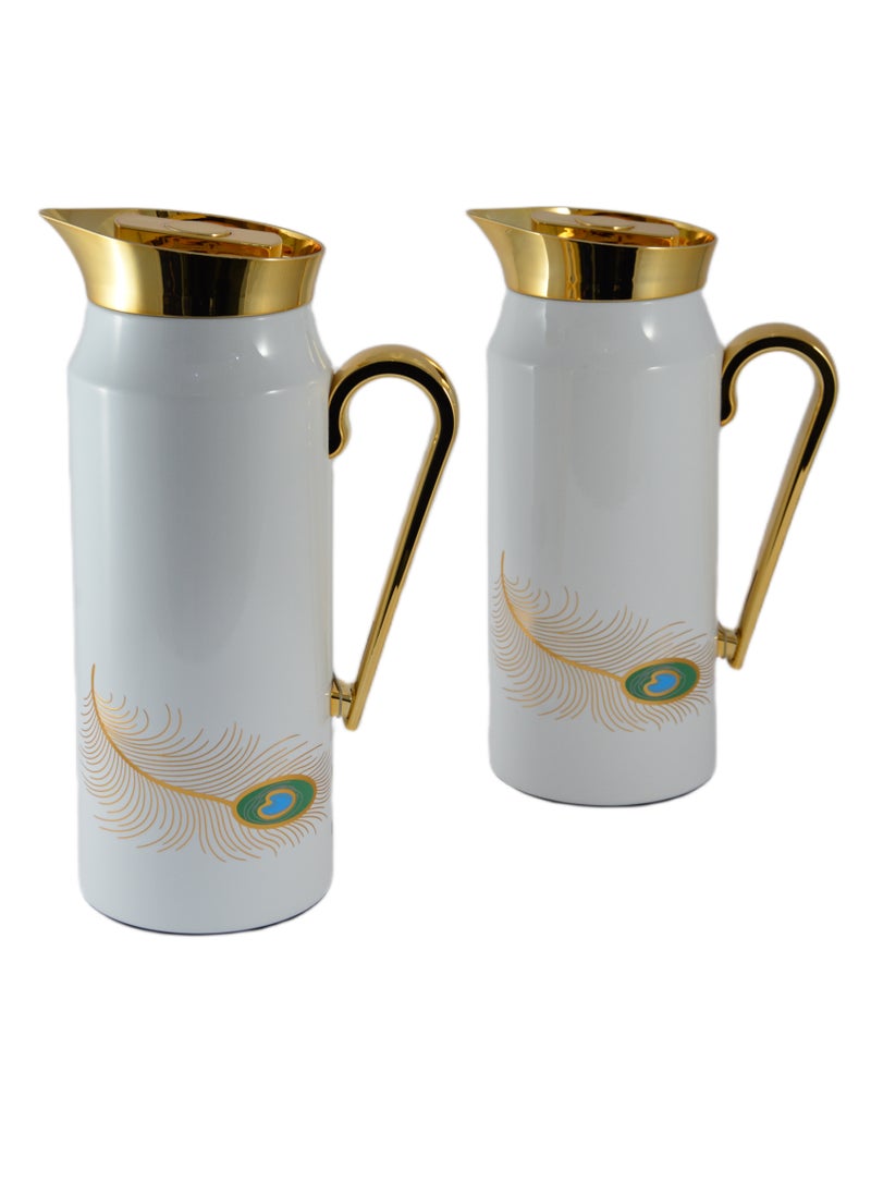 Home Maker 2-Piece Thermal Flask Set – 0.75L & 1L – Stainless Steel Exterior with Inner Glass Insulation  - Image 1