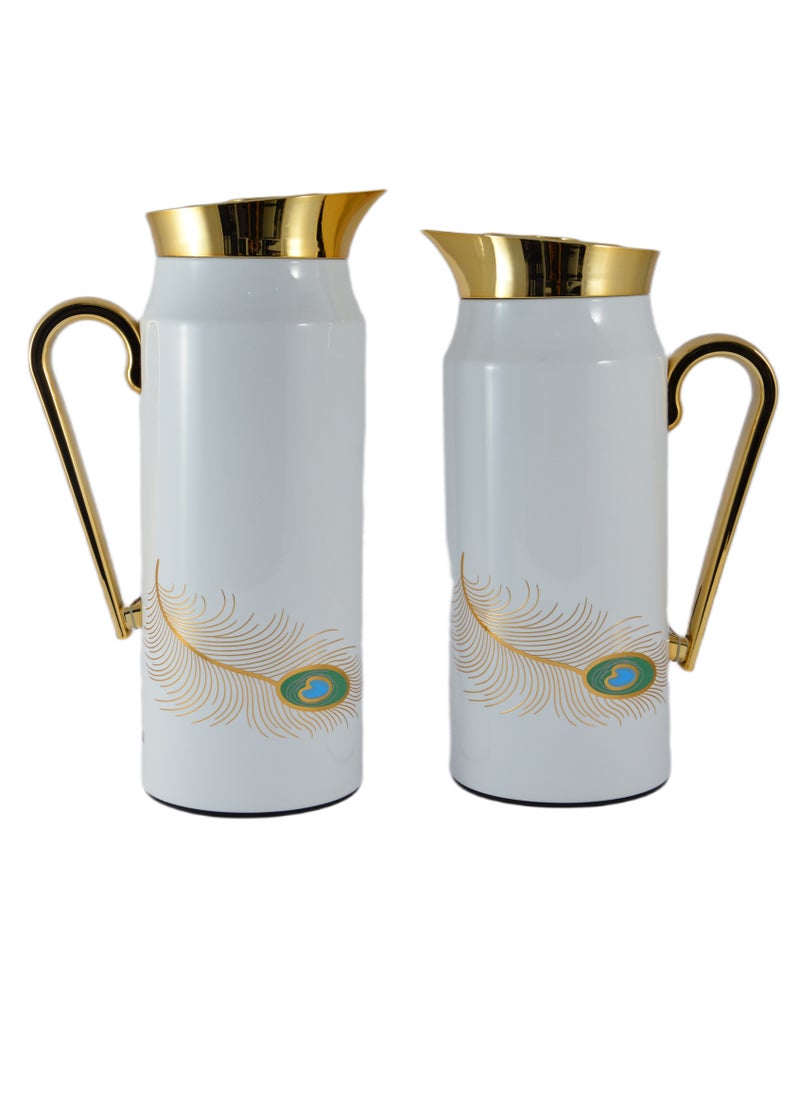 Home Maker 2-Piece Thermal Flask Set – 0.75L & 1L – Stainless Steel Exterior with Inner Glass Insulation  - Image 2