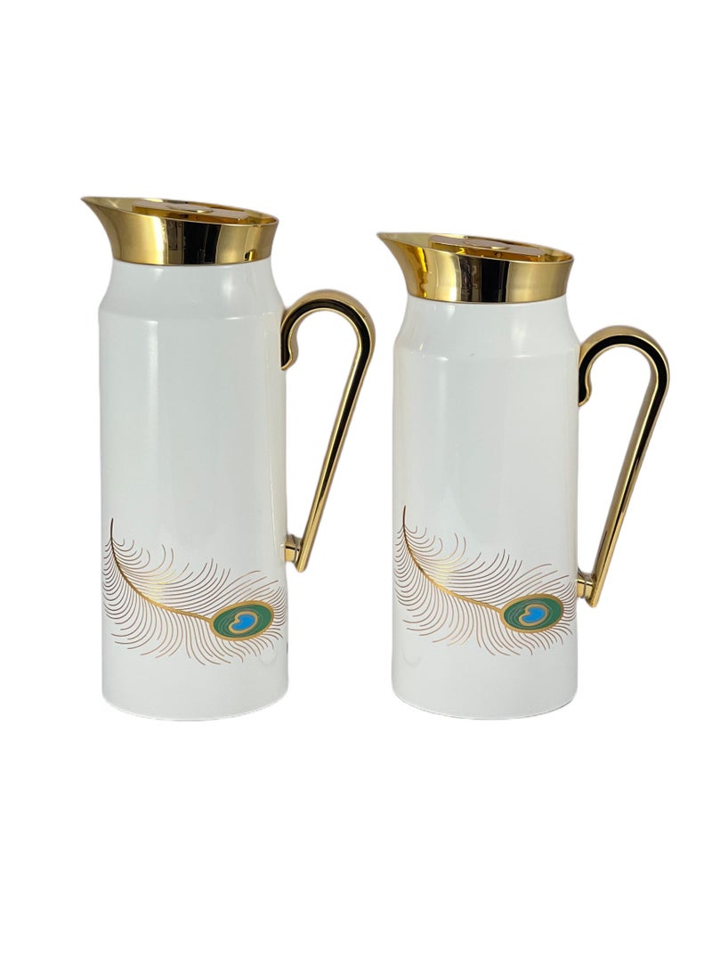 Home Maker 2-Piece Thermal Flask Set – 0.75L & 1L – Stainless Steel Exterior with Inner Glass Insulation  - Image 3