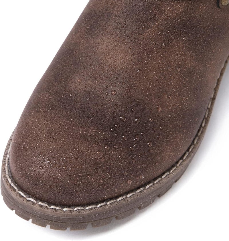 GLOBALWIN Women's Mid Calf Biker Motorcycle Riding Boots - Brown Size 9M - Image 5