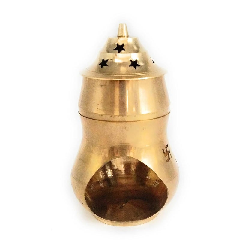 Denique Brass Aroma Incense Burner Lamp Camphor Holder Essential Oil Diffuser Gold Color - Image 1