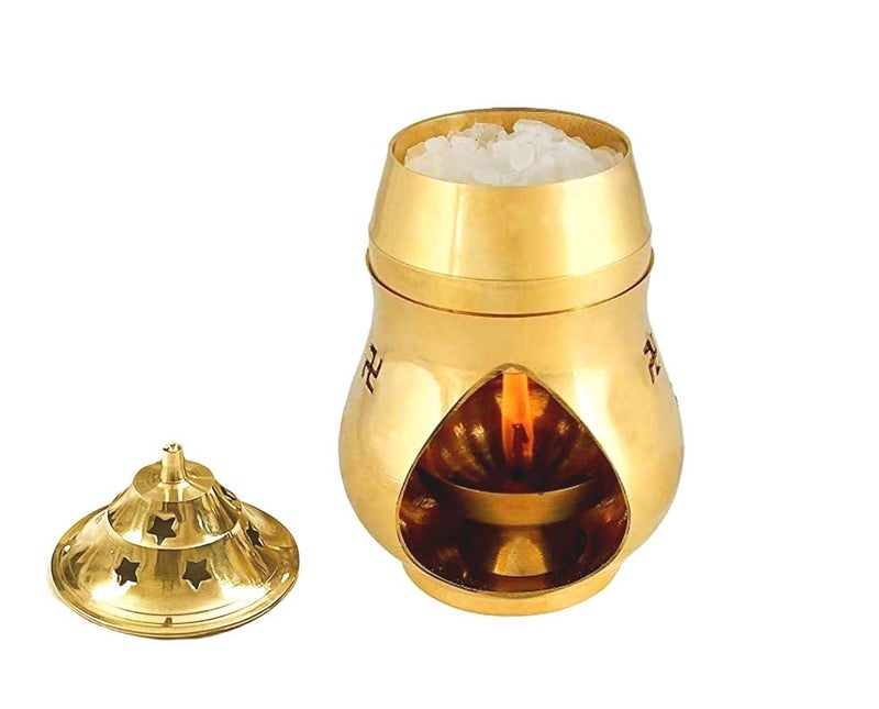 Denique Brass Aroma Incense Burner Lamp Camphor Holder Essential Oil Diffuser Gold Color - Image 5