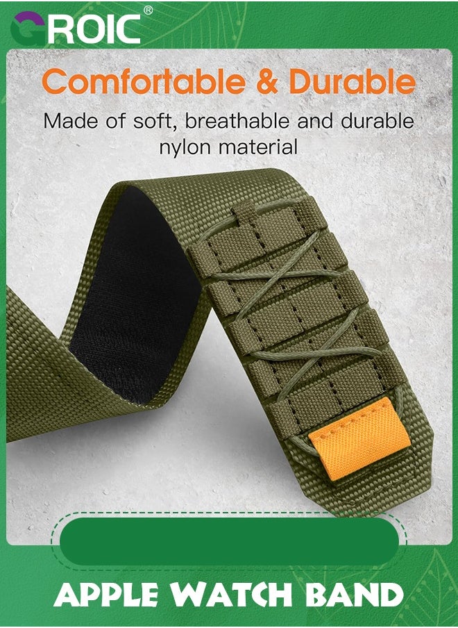 GROIC Compatible with Apple Watch Ultra 2 / Ultra Band 49mm for Men, Rugged Tactical Wide Nylon Compatible with Apple Watch Bands 45mm 44mm 42mm, Sport Loop Strap for iWatch Bands Series 10/9/8/7/6/5/4/3/2/1  - Image 2