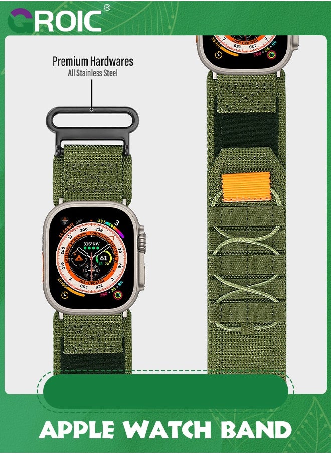 GROIC Compatible with Apple Watch Ultra 2 / Ultra Band 49mm for Men, Rugged Tactical Wide Nylon Compatible with Apple Watch Bands 45mm 44mm 42mm, Sport Loop Strap for iWatch Bands Series 10/9/8/7/6/5/4/3/2/1  - Image 4