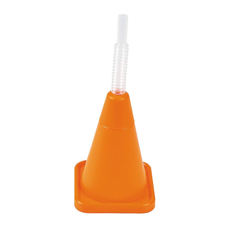 Fun Express Orange Construction Cone Plastic Cups with Straws - 4oz - Fun and Unique Party Set for Kids and Adults - VBS Vacation Bible School Supplies/Decor - 8 Pieces - Image 1