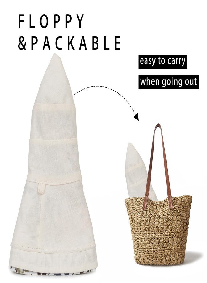 إيوهاك قبعة شمسية نسائية واسعة الحواف، مناسبة للصيف والشاطئ، توفر حماية من الأشعة فوق البنفسجية، مثالية للصيد، لون بيج. - Image 4