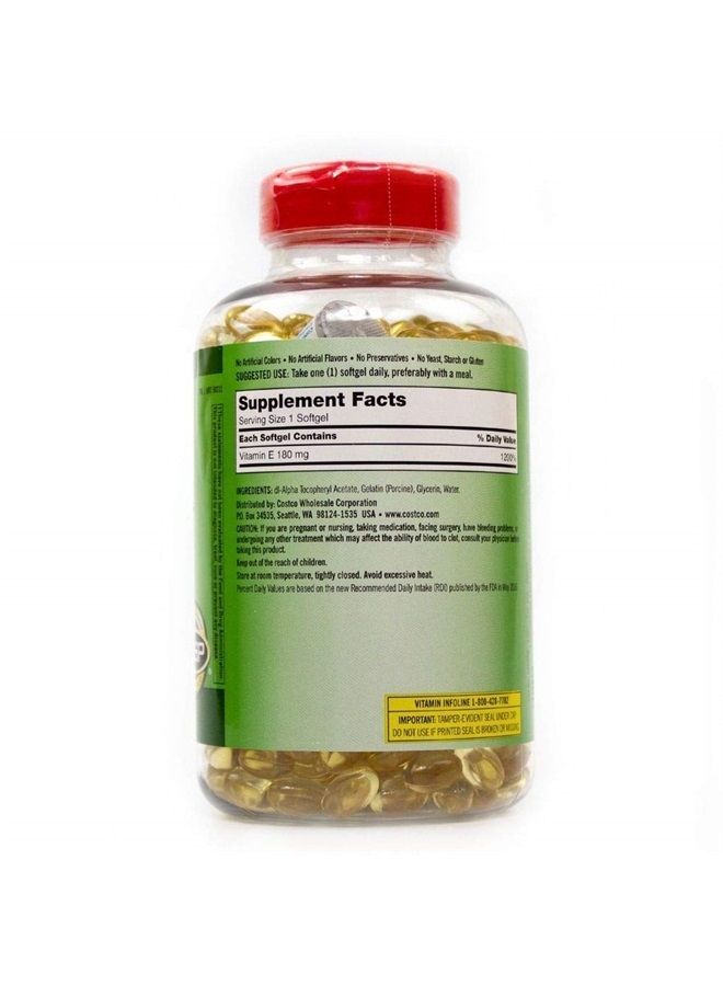 Kirkland Signature Vitamin E 400 I.U. 500 Softgels, Bottle, Yellow - Image 2