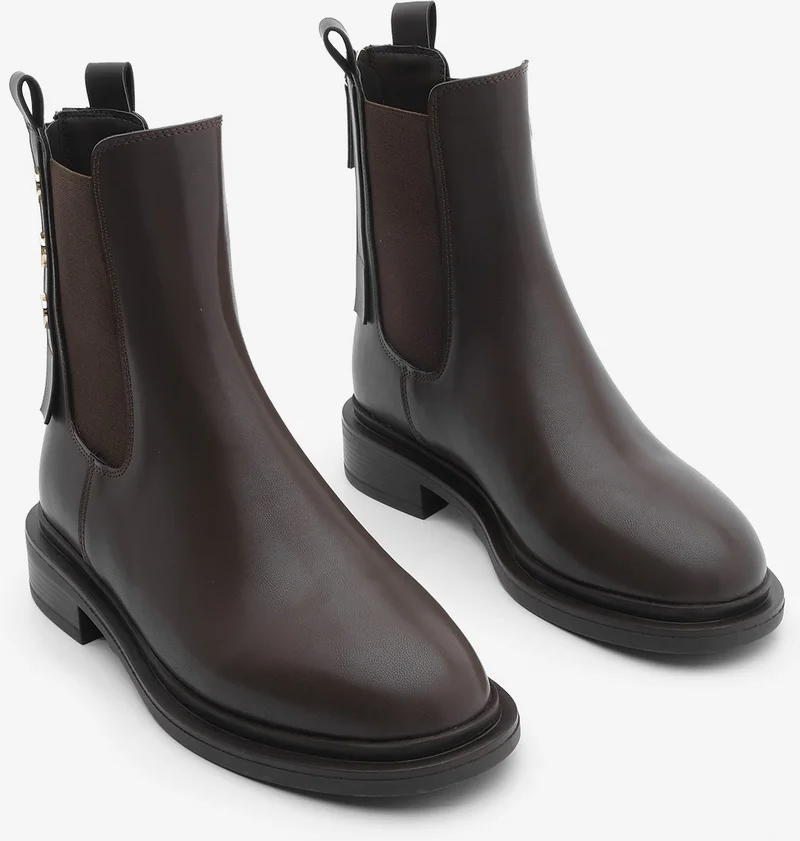 مارجين Women's Gold Buttoned Double Elastic Back Zipper Casual Boots Valone