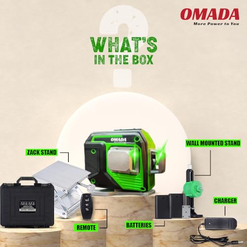 Omada Professional 12 Lines Green Self Laser leveling Machine | 4x360° Vertical and Horizontal Lines with Down Plumb Dot Alignment Self-leveling Laser Tool | 360°Rotating Base | For Construction work - Image 5