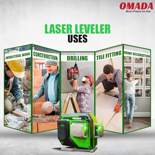 Omada Professional 12 Lines Green Self Laser leveling Machine | 4x360° Vertical and Horizontal Lines with Down Plumb Dot Alignment Self-leveling Laser Tool | 360°Rotating Base | For Construction work - Image 4